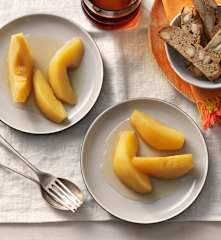 Poached Quince with Almond Flour Biscotti