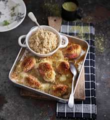 Peito de frango crocante com bulgur de coentrada