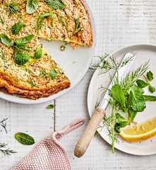 Frittata aux petits pois, saumon et citron