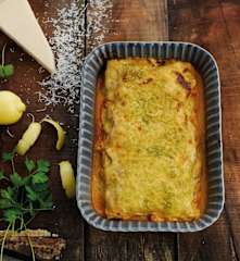 Lasanha de salmão e camarão