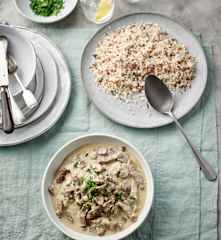 Rindfleisch in Pilz-Sahne-Sauce
