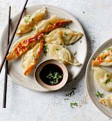 Pork gyoza with soy dipping sauce