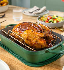 Peruvian roast chicken with green sauce and avocado salad