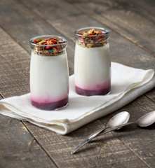 Yoghurt with red berry coulis
