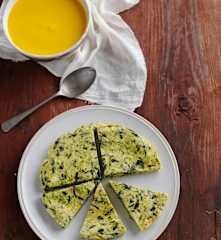 Creme de cenoura e tortilha de espinafres