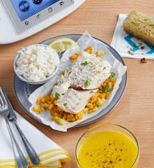 Papillote de poisson aux légumes d'automne et moelleux au citron vert