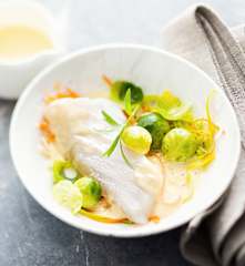 Églefin, beurre nantais et petits légumes