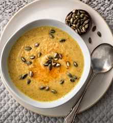 Roasted Cauliflower Soup with Chilli and Garlic Oil