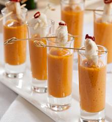 Chupitos de emulsión de escalivada con cocochas