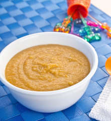 Papilla de verduras con arroz y carne