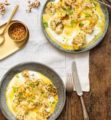 Chou-fleur rôti, crème de burrata et mousseline aux agrumes