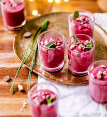 Verrines légères betterave et fromage à tartiner