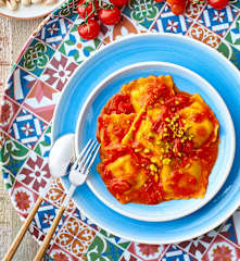 Ravioli di pesce spada ai pistacchi