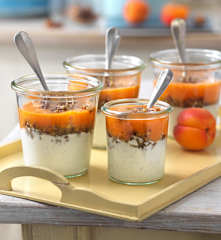 Marillen-Topfen-Dessert mit Krokant