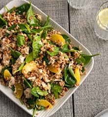 Orange Chicken with Giant Couscous and Pine Nuts