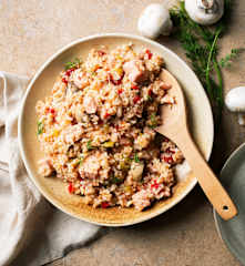 Salmon and mushroom rice