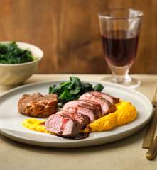 Lamb Cooked Two Ways with Carrot and Ginger Purée and Red Wine Jus