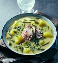 Kartoffel-Bohnen-Eintopf mit Kalbsfilet