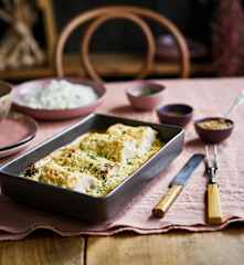 Überbackener Kabeljau auf Spitzkohl mit Basmatireis