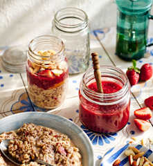 Nut butter & berry chia jam overnight oats