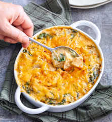 Gratin de blettes au poulet, au cheddar et aux épices mexicaines