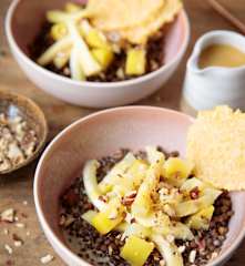 Lentilles vertes à la badiane et panais, craquants d’emmental