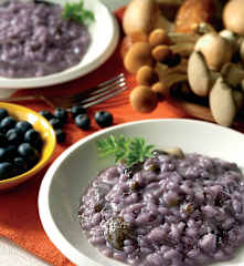 Risotto funghi e mirtilli