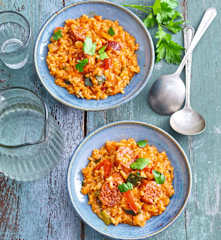 Riz à l'espagnole  au chorizo et poivrons