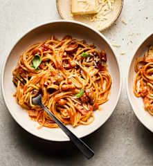 Tomaten-Pilz-Spaghetti