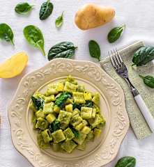 Pasta risottata con crema di spinaci e patate