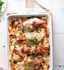 Pollo a la pizzaiola con pasta fresca