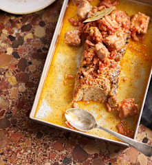 Migas alentejanas com entrecosto