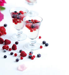 Gelatina de champanhe e frutos vermelhos