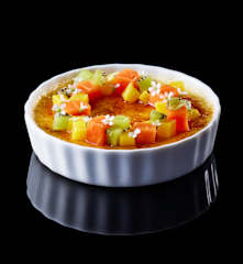 Bachour: Crème Brûlée con frutas tropicales
