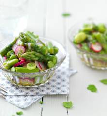 Salade de fèves, radis et asperge