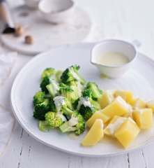 Broccoli and Potatoes with Blue Cheese Sauce