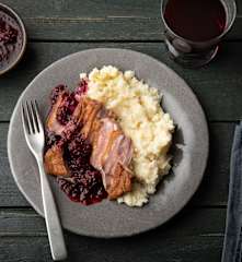 Duck with Blackberry Sauce and Celeriac Mash