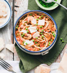 Spaghetti risottata aux petits pois