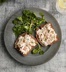 Guinness® Bread with Smoked Trout Topping and Watercress