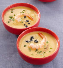 Velouté de potiron et crevette