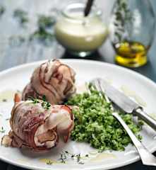 Králičí filet se slaninou a kuskusem z brokolice