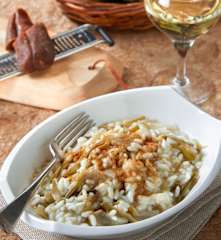 Risotto con alcachofas y huevas ahumadas