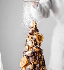 Croquembouche with Orange Custard and Dark Chocolate