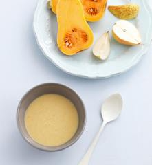 Papa de arroz com pera e abóbora