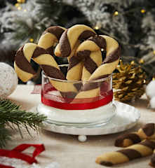 Candy cane di frolla all'arancia e cacao