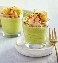 Mazzancolle con mousse di avocado e stracchino