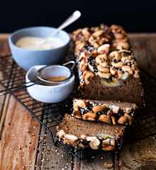 Banana bread with chai crème fraîche