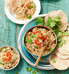 Tartinade d'aubergines et chapatis