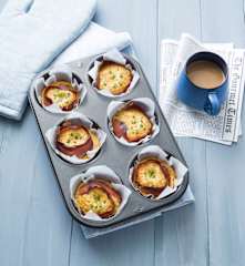 Prosciutto and basil egg cups