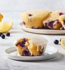 Lemon Glazed Blueberry Muffins